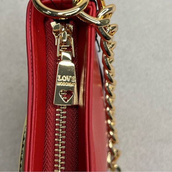 Love Moschino Red Heart Handbag Zipper Purse-Red/Gold-NEW-NWT-Valentine’s Day - Picture 6 of 16